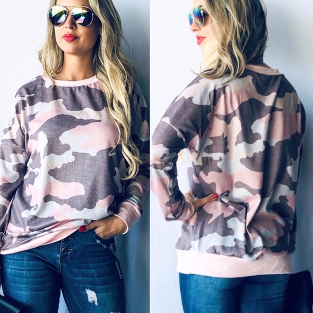 CARTER Camo Print Long Sleeve Top - BLUSH - Picture 2 of 2